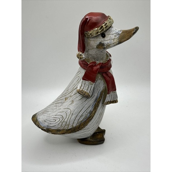 Tii Other - Tii Collections Christmas Goose with Scarf Figurine Resin~Wood Grain Look